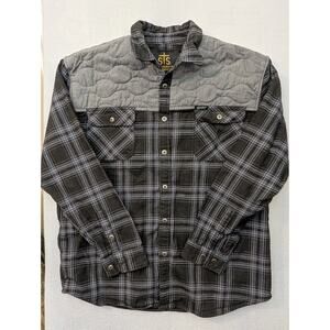 StS Ranchwear Logan Flannel Shirt Mens XXL Black Plaid Long Sleeve Quilted Yoke